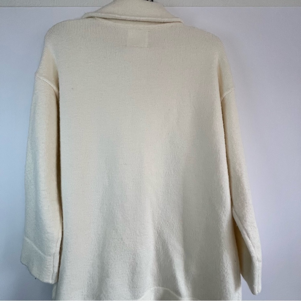 Thread & Supply Cream Women's Oversized Open Front Sweater Cardigan Coat Pockets - Picture 3 of 8